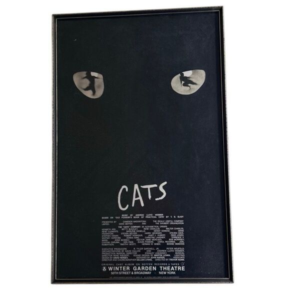 Vintage 1981 Cats Musical Winter Garden Theatre Framed Poster 14.5"X 22.5" Black - Picture 1 of 7